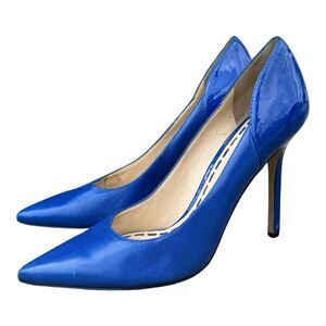 Enzo Angiolini Blue Leather Heels Pointed Toe Stiletto Pumps Women’s Size 8.5